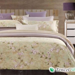 Bộ vỏ chăn ga gối cotton Ai Cập hoa be - CAH 27