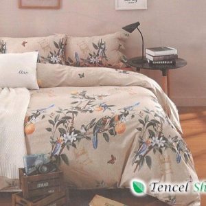 Bộ vỏ chăn ga gối cotton Ai cập hoa nâu CAH37