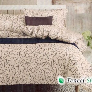 Bộ vỏ chăn ga gối cotton Ai Cập họa tiết xanh ghi