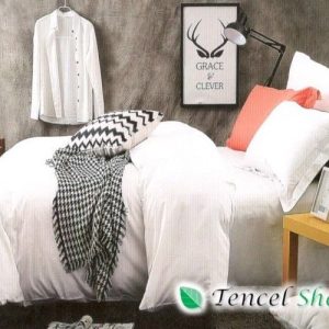 Bộ Chăn Ga Gối Cotton Ai Cập Màu Trắng - CAT25