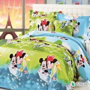 Bộ chăn ga gối cotton lụa hình Mickey - CTL 1153