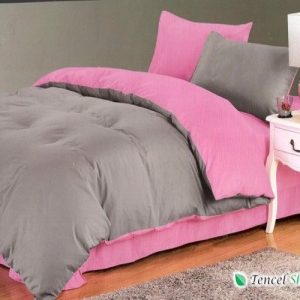 Bộ chăn ga gối phối màu hồng xám -LC 030