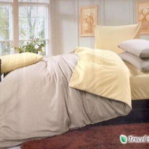 Bộ chăn ga gối phối màu vàng xám - LC 103