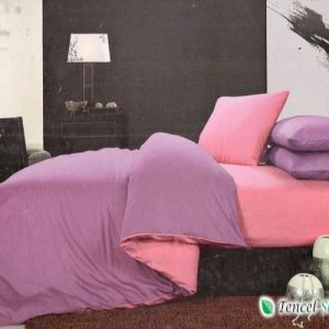 Bộ chăn ga gối phối màu tím hồng - LC 106