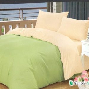 Bộ chăn ga gối phối màu vàng nhạt cốm - LC 127