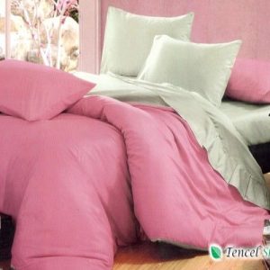 Bộ chăn ga gối phối màu ghi hồng - LC 128