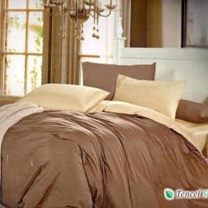 Bộ chăn ga gối phối màu vàng nâu - LC 129