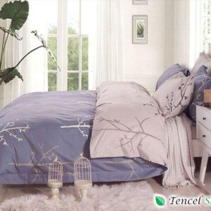 Bộ vỏ chăn ga gối cotton nhung hoa tím - NM219B