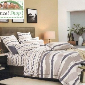 Bộ chăn ga gối cotton nhung cao cấp kẻ ghi