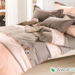Bộ chăn ga gối cotton nhung cao cấp kẻ nâu