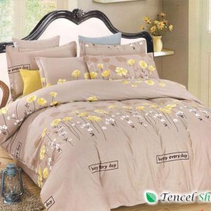 Bộ chăn ga gối cotton lụa Hàn Quốc hoa nâu - CTL 1185