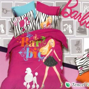 Bộ chăn ga gối cotton lụa hình búp bê Barbie - CTL 1149