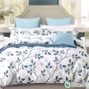 Bộ vỏ chăn ga gối cotton 100% hoa kẻ xanh - CT 1272