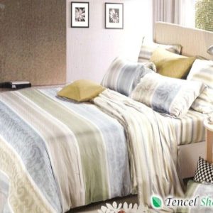 Bộ vỏ chăn ga gối 100% Tencel 60s kẻ ghi TC120